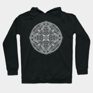 White Skull Mandala Cute and Spoopy Yoga Halloween, Day of the Dead Design Hoodie